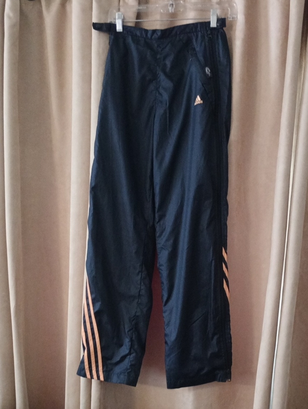 adidas Navy Joggers with Peach Stripe Accents